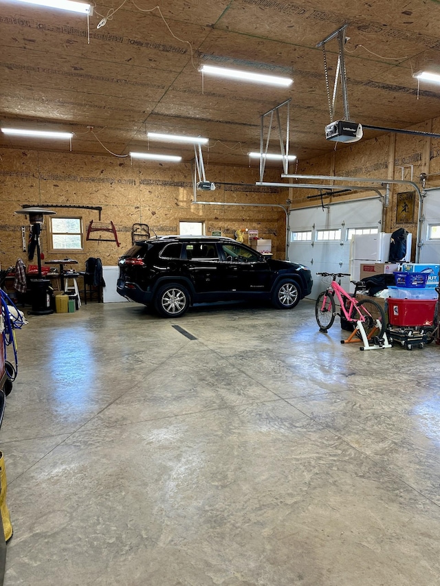 garage with a garage door opener