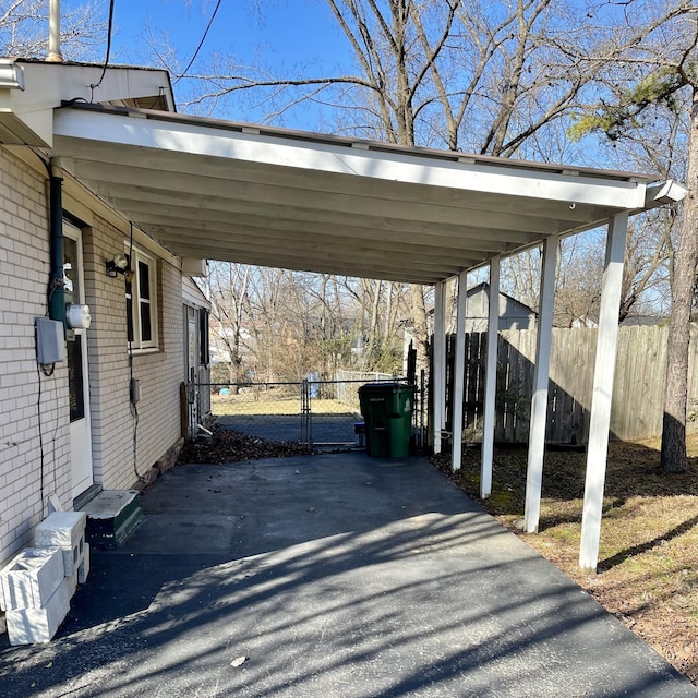 view of car parking featuring a carport