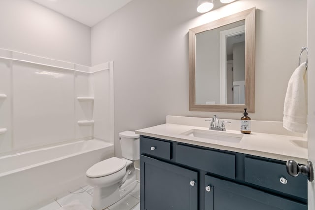 full bathroom featuring vanity, toilet, and shower / tub combination