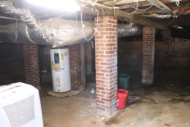 basement featuring water heater