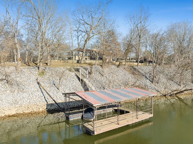 view of dock featuring a water view