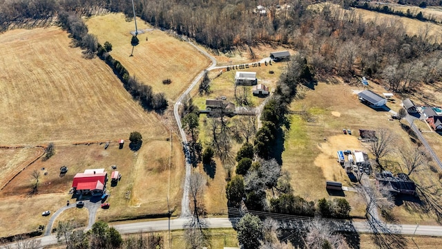 aerial view featuring a rural view