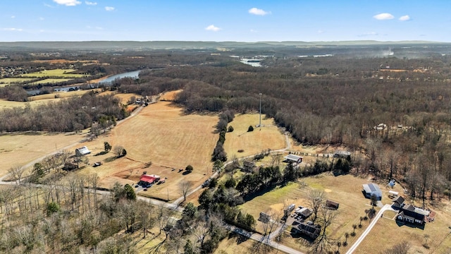 birds eye view of property with a rural view