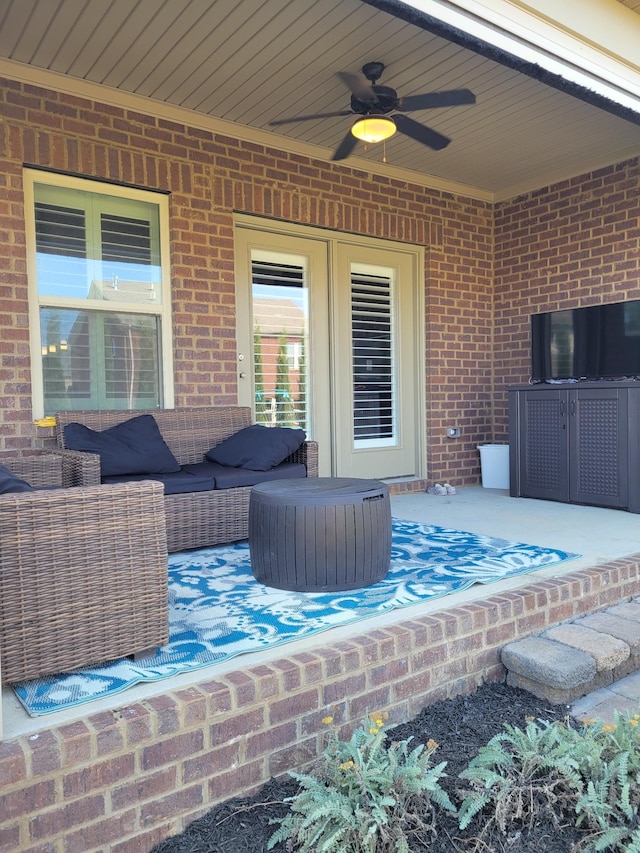 view of patio / terrace featuring an outdoor hangout area and ceiling fan