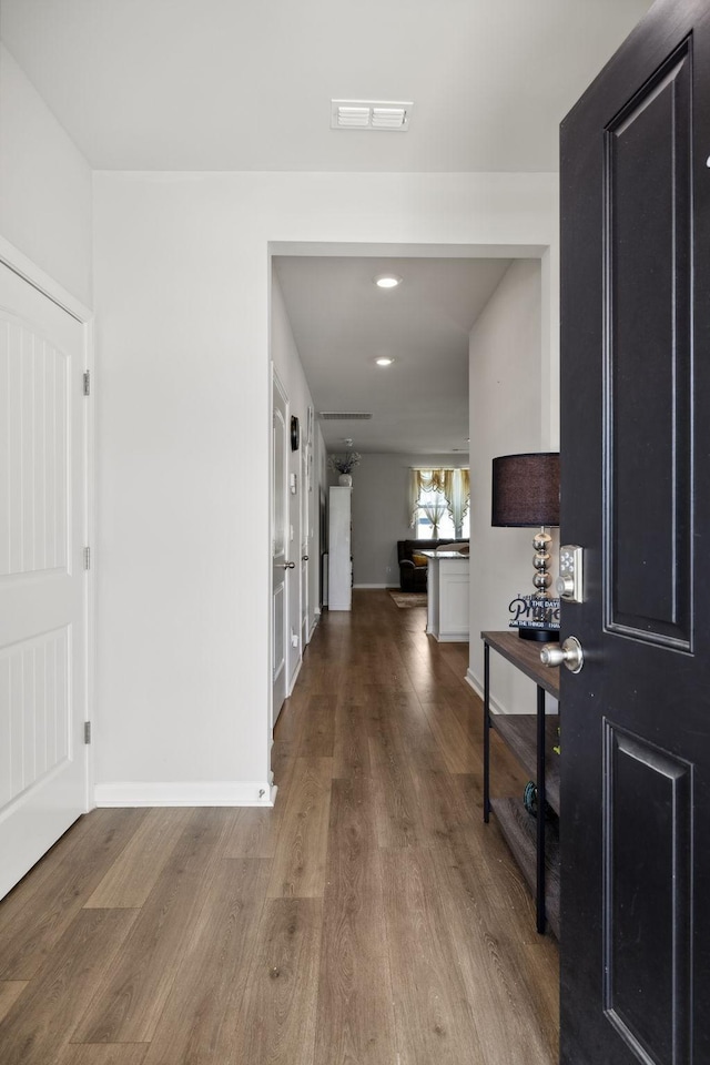 entrance foyer featuring wood-type flooring