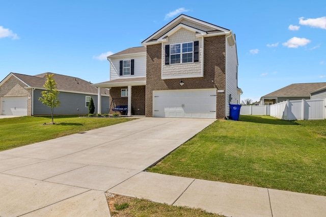 view of front of home with a garage and a front yard