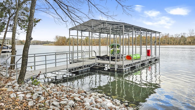 dock area featuring a water view