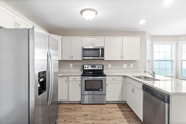 kitchen featuring appliances with stainless steel finishes, sink, and white cabinets