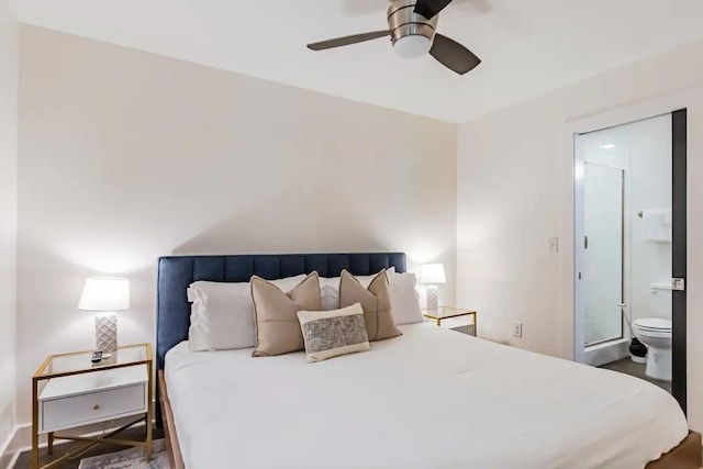 bedroom featuring ceiling fan