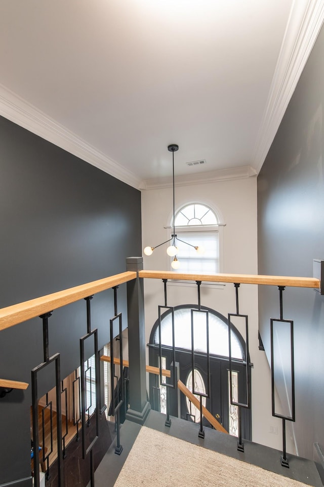 interior space featuring crown molding