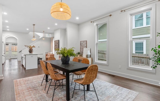 dining room featuring dark wood-type flooring