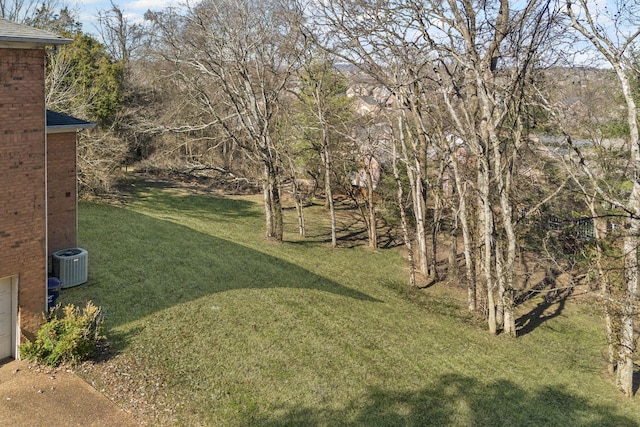 view of yard with central AC unit