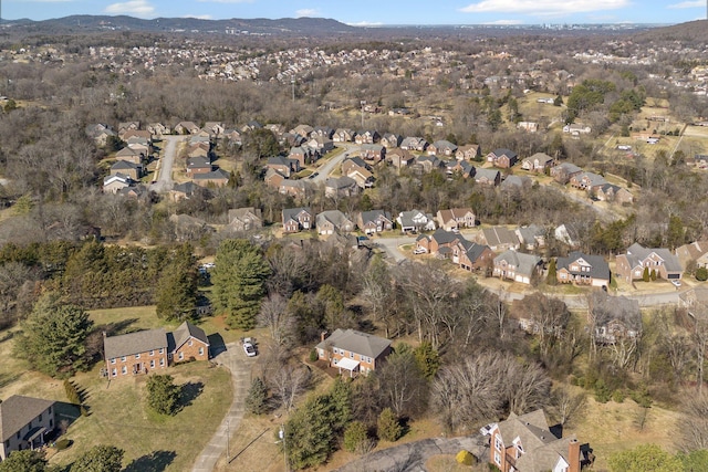 bird's eye view with a mountain view