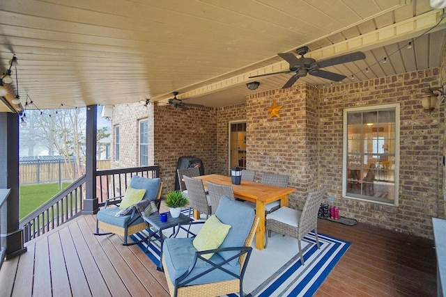 deck featuring ceiling fan