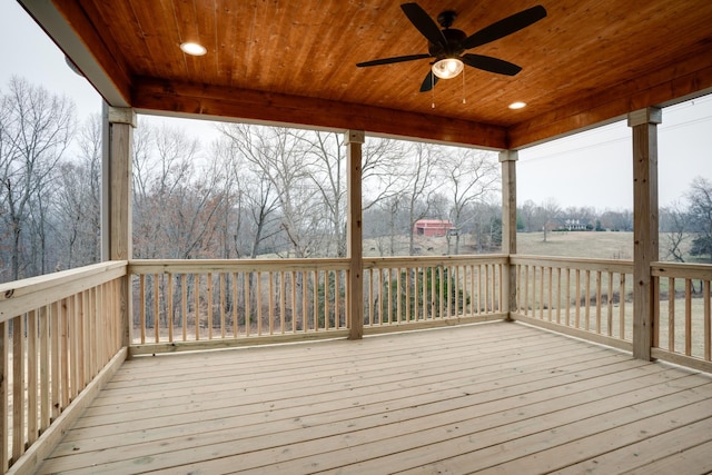 wooden terrace with ceiling fan