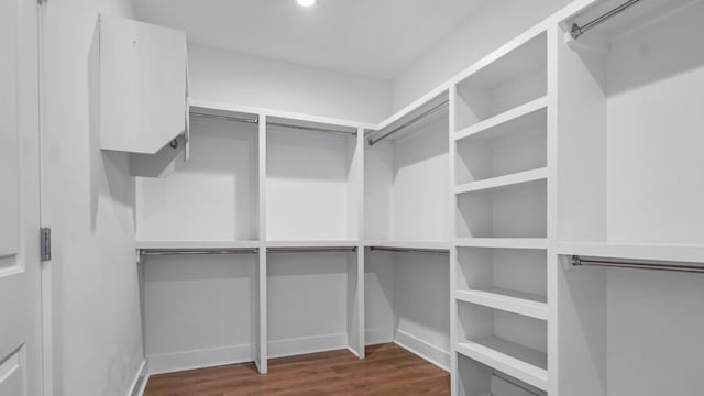 walk in closet featuring dark hardwood / wood-style floors