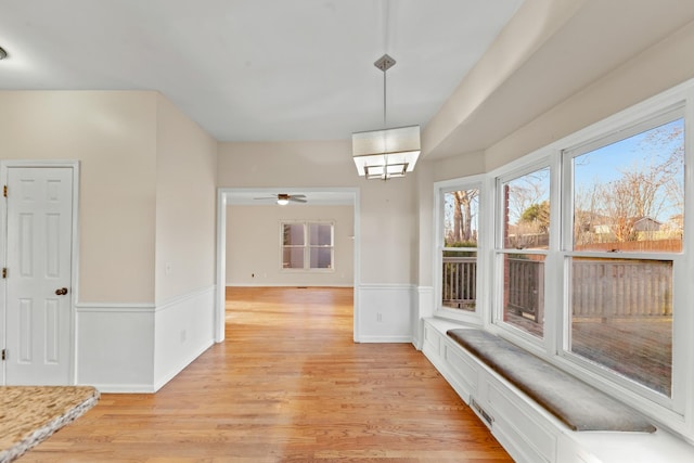 interior space with light hardwood / wood-style flooring