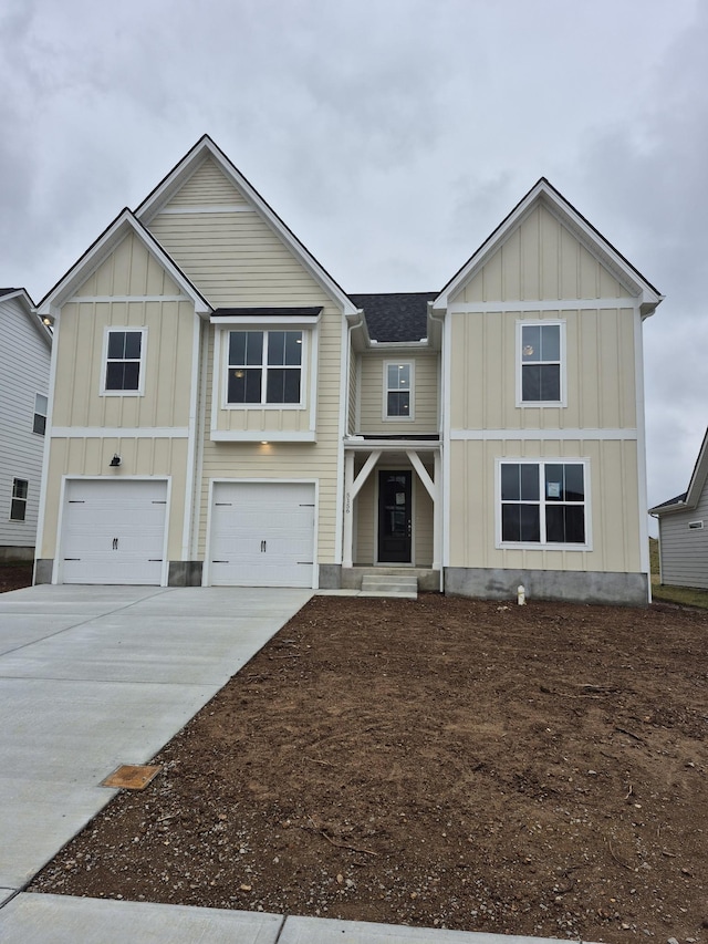 view of front of property with a garage