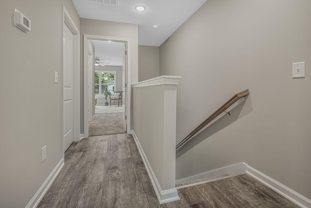 hallway featuring wood-type flooring