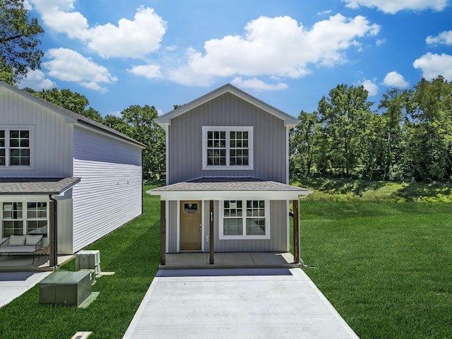 view of outbuilding with a lawn