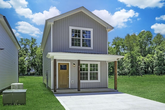 view of outbuilding with a lawn