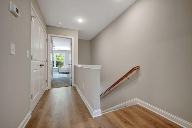 hallway featuring light wood-type flooring