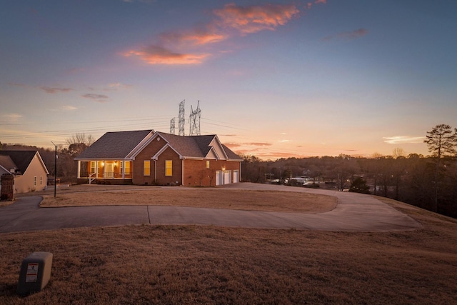 view of front of home with a garage