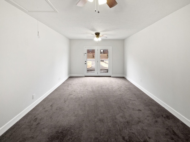 unfurnished room featuring carpet floors and ceiling fan