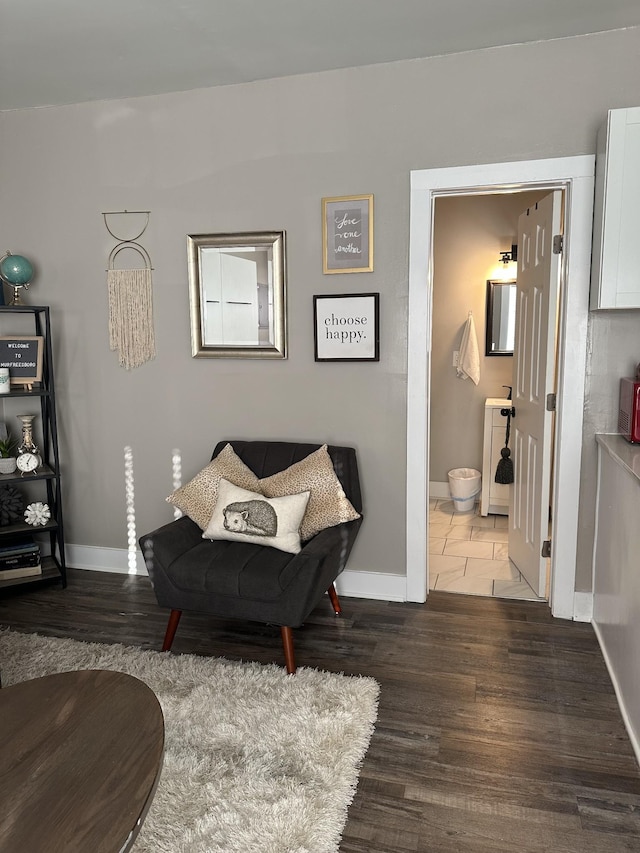 living area featuring dark hardwood / wood-style flooring