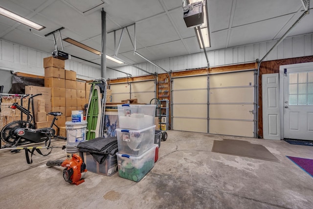 garage with a garage door opener