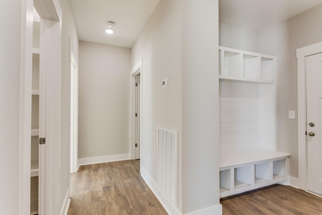 mudroom featuring dark hardwood / wood-style flooring