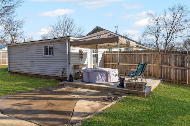 view of patio / terrace featuring an outdoor structure