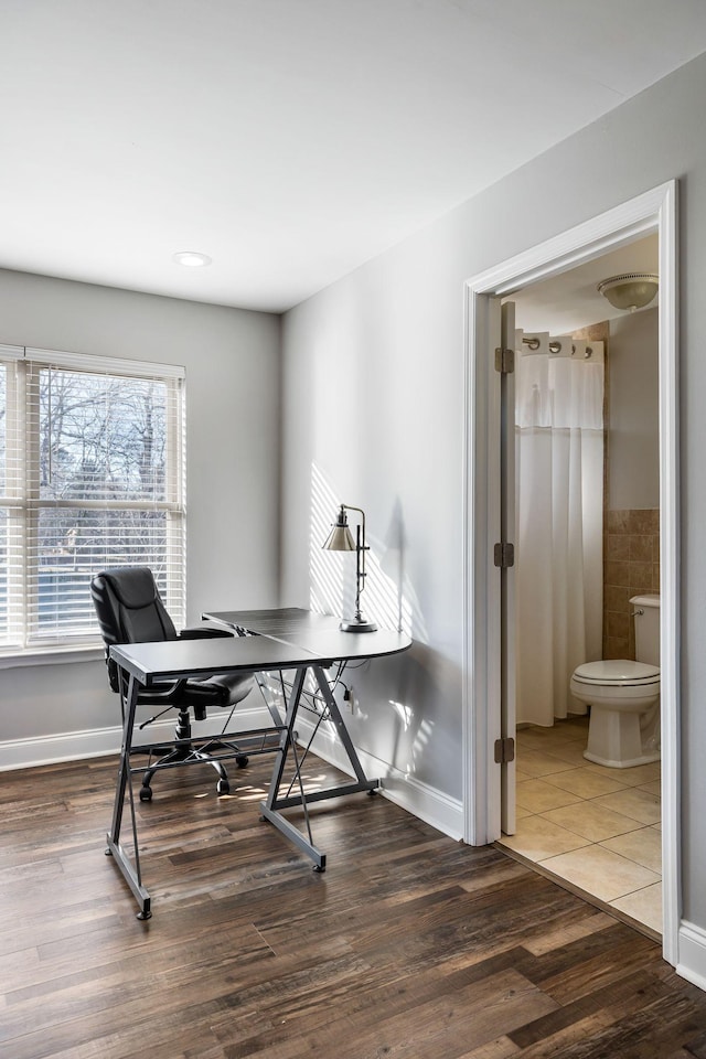 office featuring dark wood-type flooring