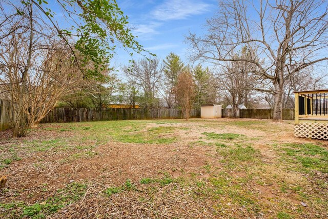 view of yard with a storage shed