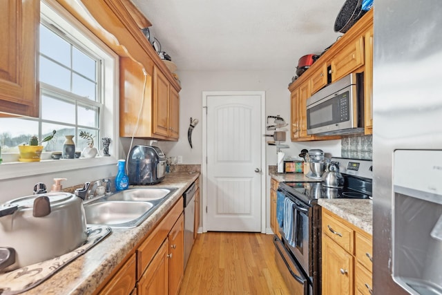 kitchen featuring sink, stainless steel appliances, and light wood-type flooring