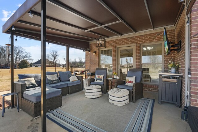 view of patio featuring an outdoor living space