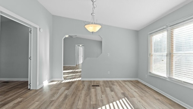 interior space with light hardwood / wood-style floors