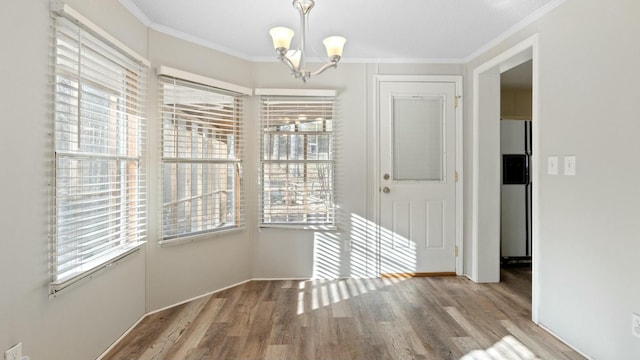 spare room with a healthy amount of sunlight and light hardwood / wood-style flooring