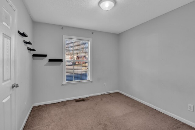 spare room with carpet and a textured ceiling