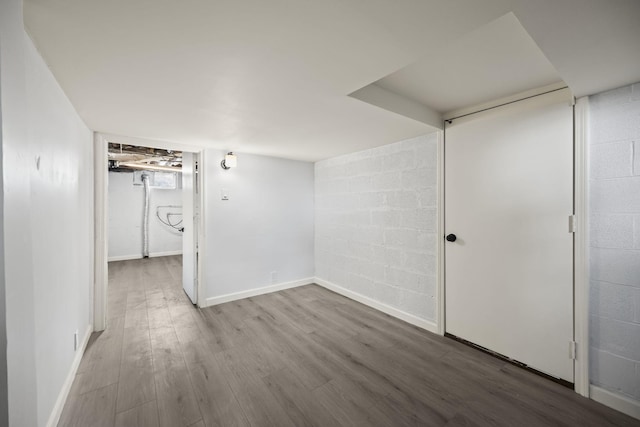 basement featuring hardwood / wood-style flooring