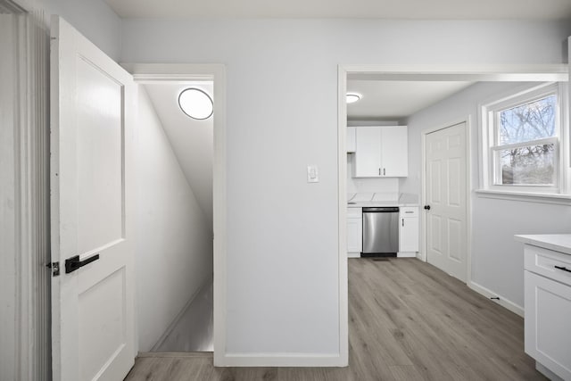 interior space with light hardwood / wood-style flooring