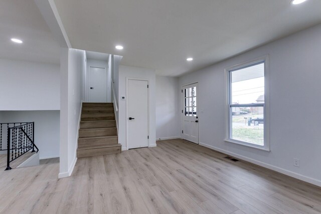 interior space with light hardwood / wood-style floors