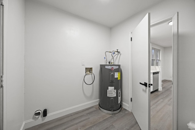 utility room featuring water heater