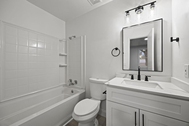 full bathroom with vanity, shower / washtub combination, and toilet