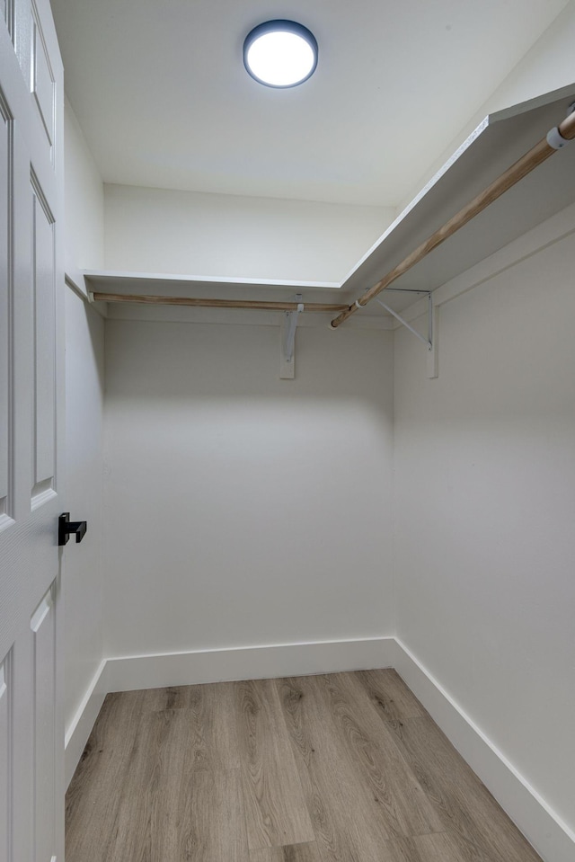 spacious closet featuring light hardwood / wood-style floors