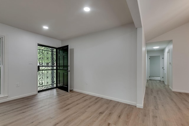 foyer with light wood-type flooring