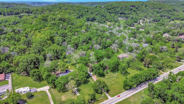 bird's eye view featuring a view of trees