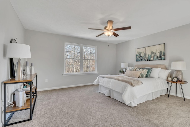 bedroom with carpet floors and ceiling fan