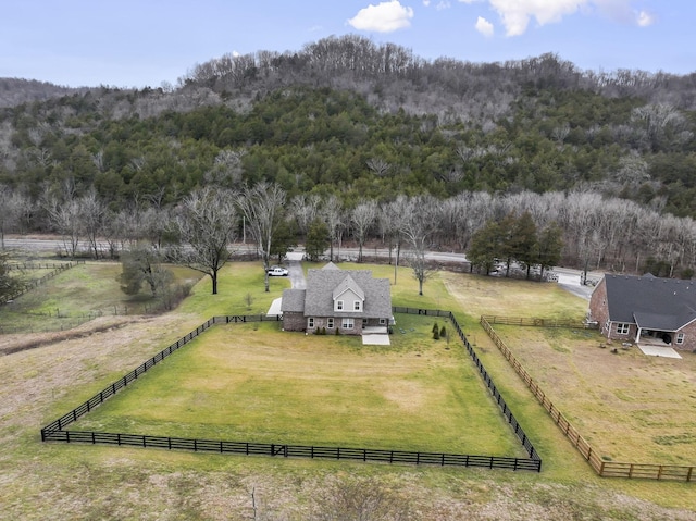 aerial view featuring a rural view