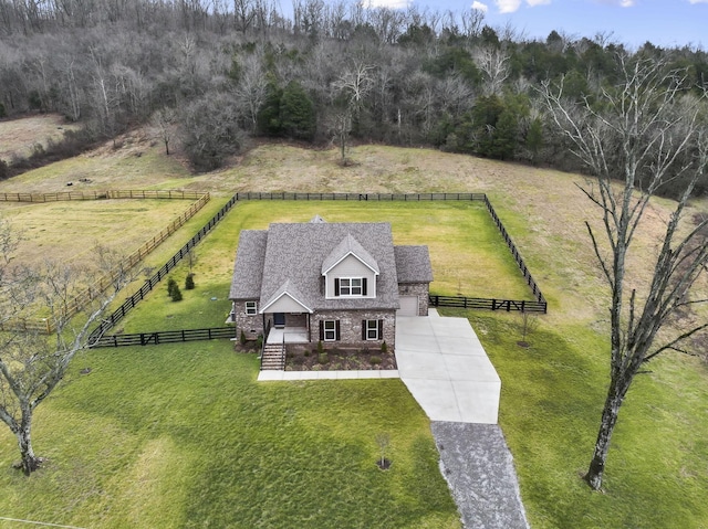 bird's eye view featuring a rural view